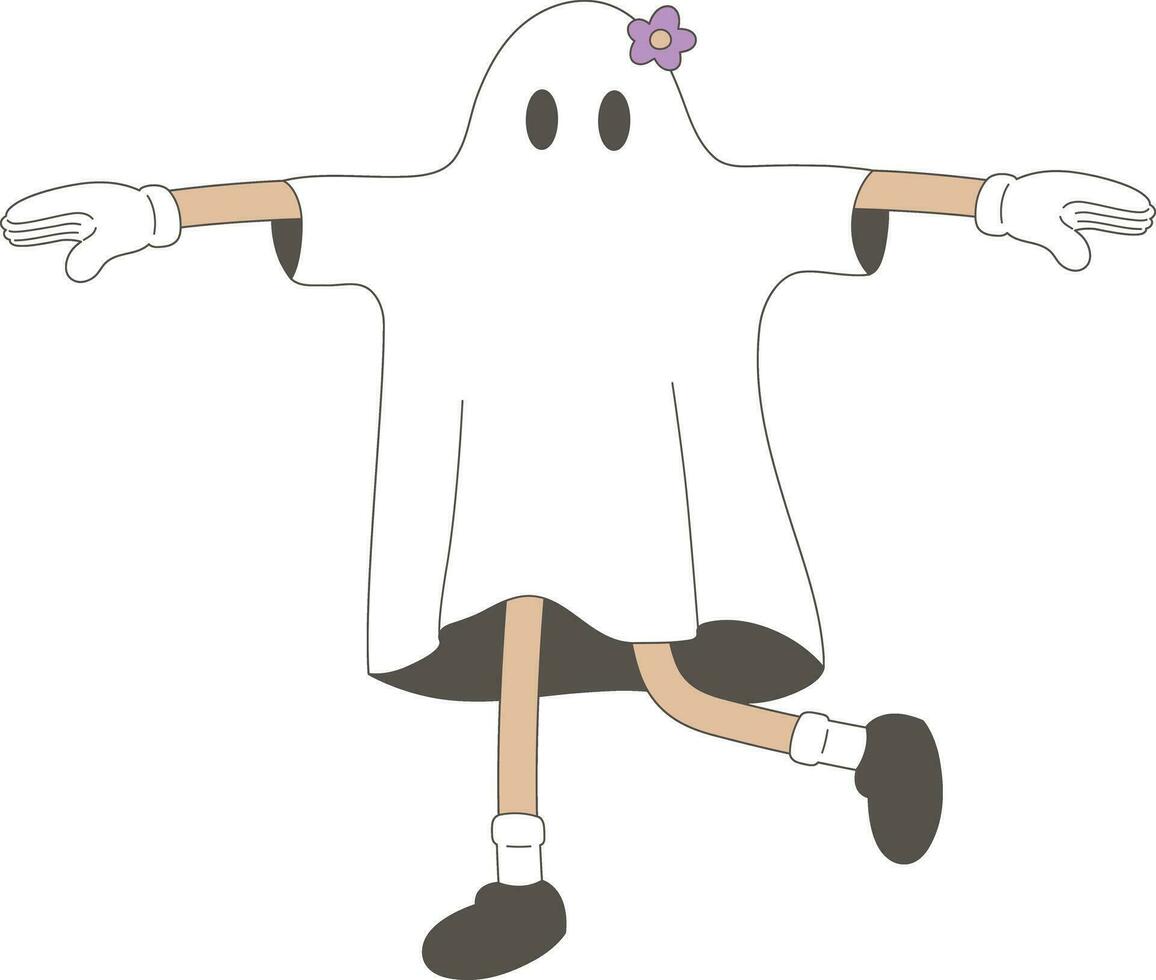 Cartoon Retro Groovy Ghost Halloween vector