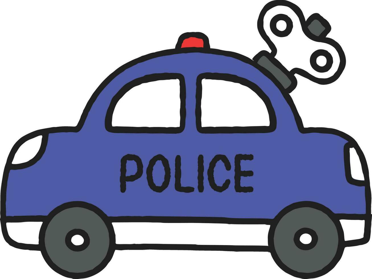 Toy Car Cartoon Illustration Wind Up Rescue Police Car vector