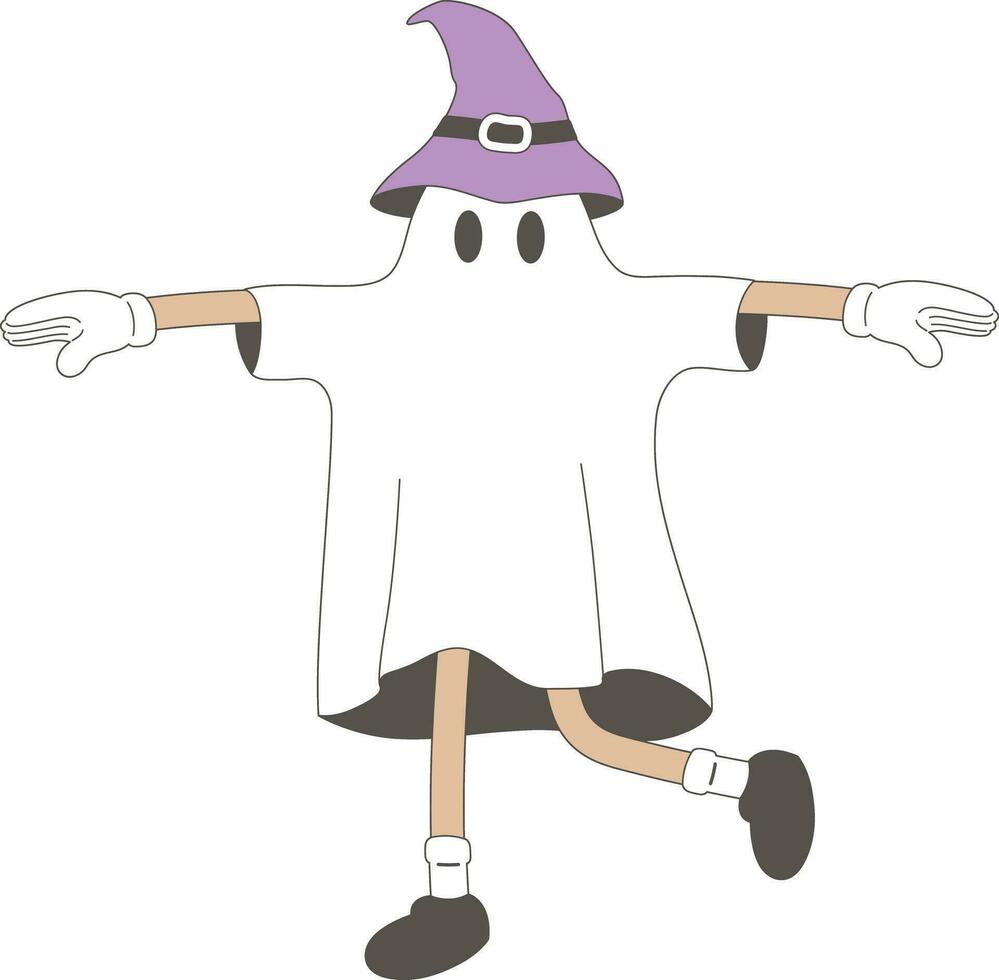 Cartoon Retro Groovy Ghost Halloween vector