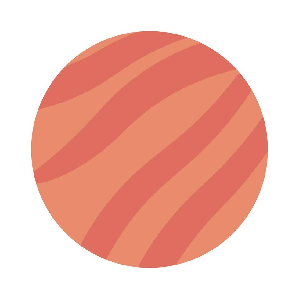 Striped planet sphere 2D cartoon object. Cosmic globe isolated vector item white background. Mars planet with curvy lines. Planetary exploration. Fantasy surface color flat spot illustration