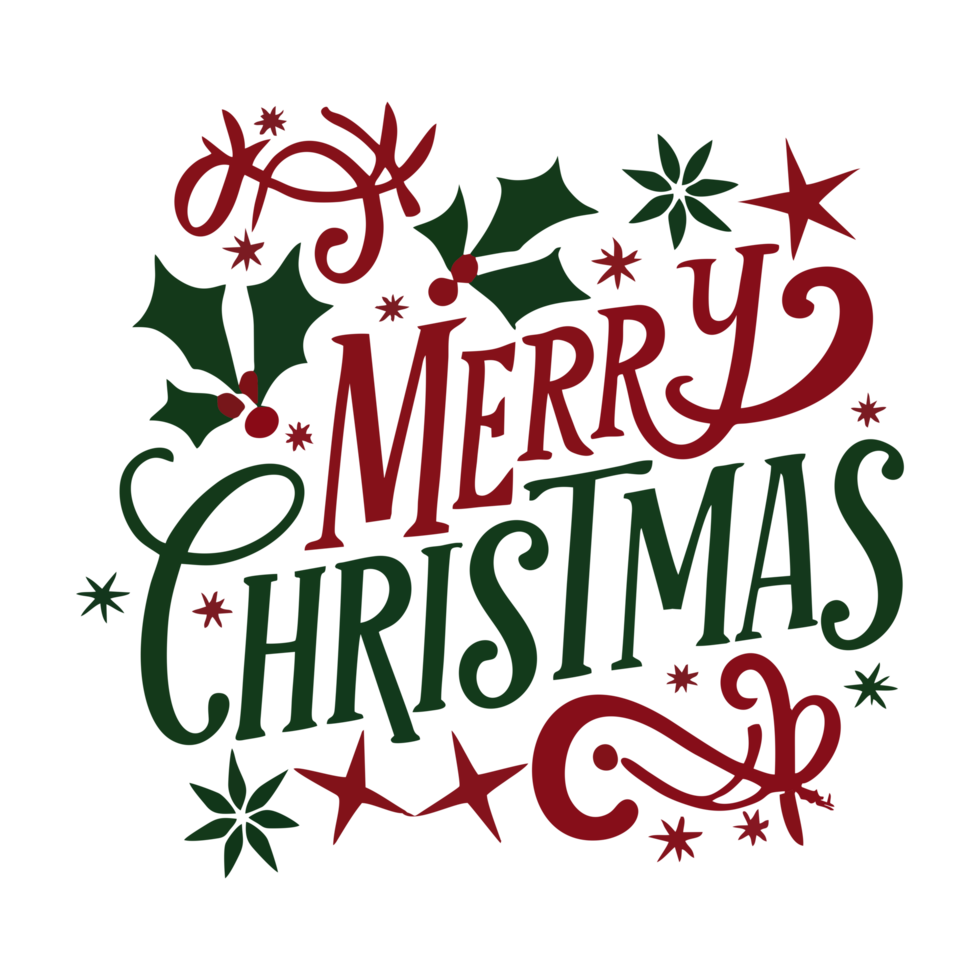 Merry Christmas Typography hand lettering png