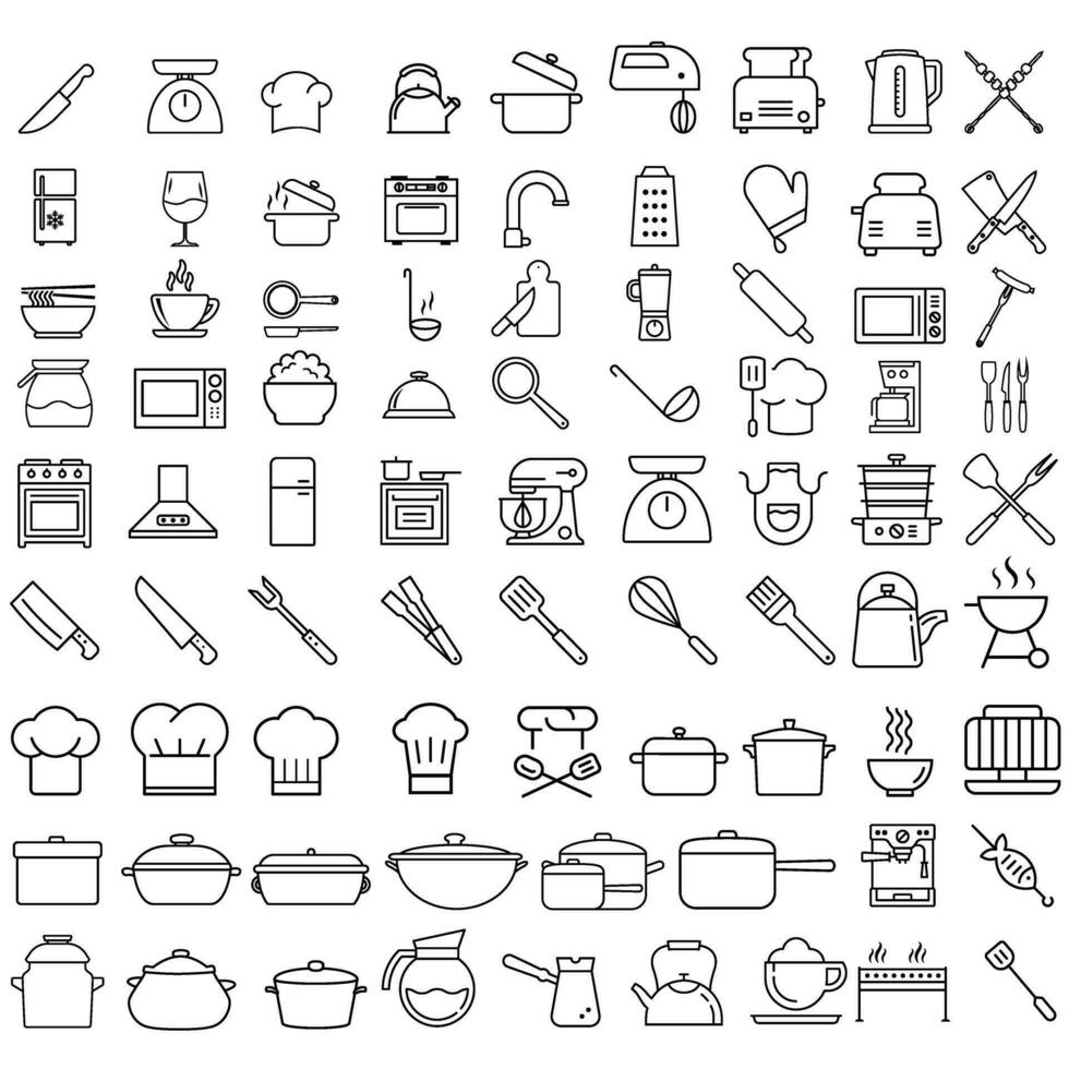 Kitchen icon vector set. cooking illustration sign collection. Cook symbol or logo.