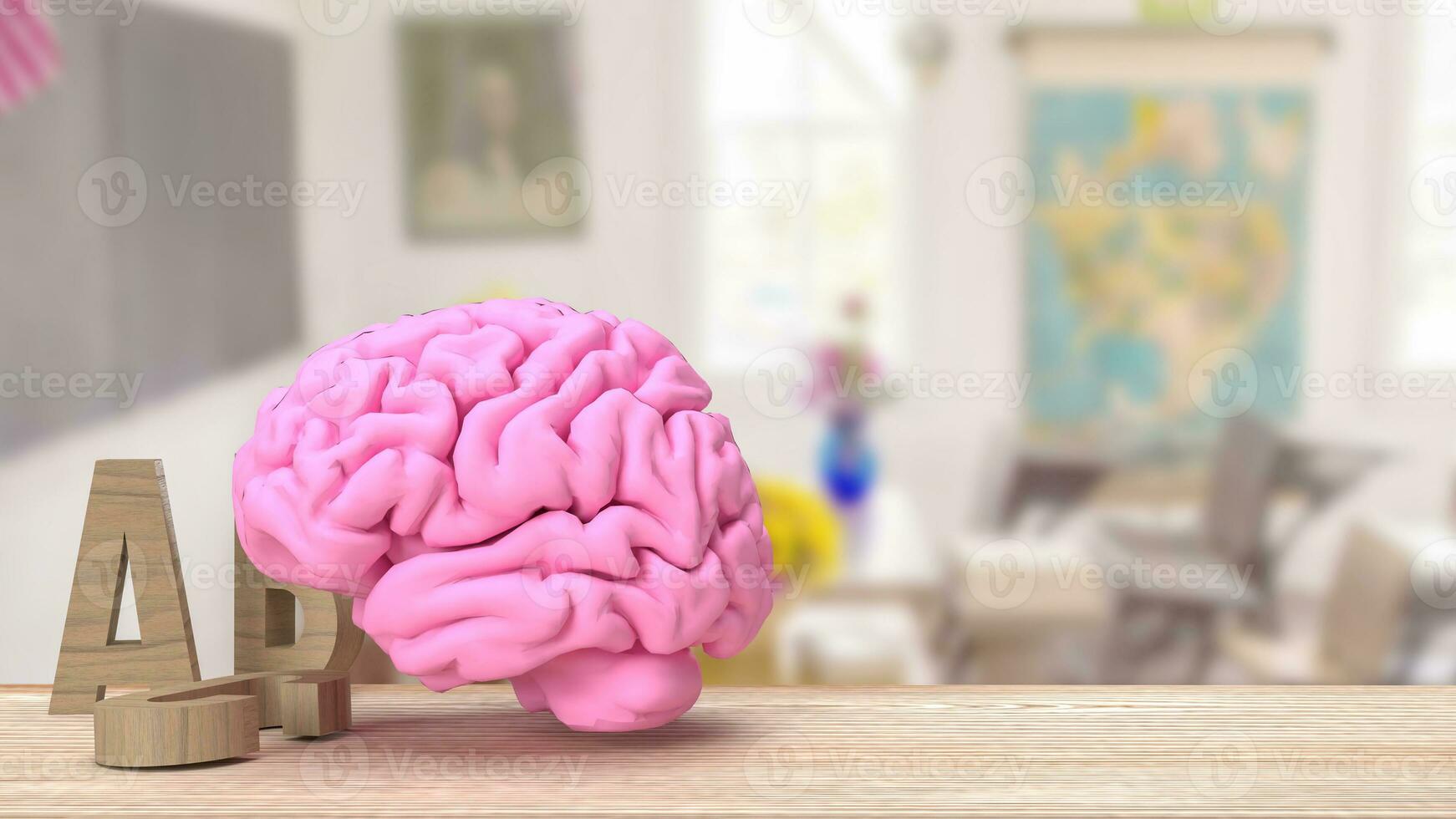 The alphabet  and brain for education or sci concept 3d rendering photo