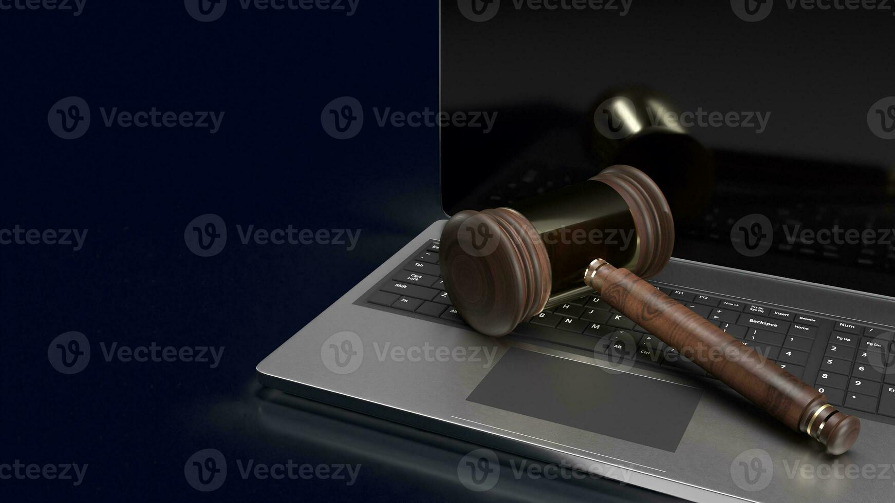 The hammer on notebook for law concept 3d rendering photo