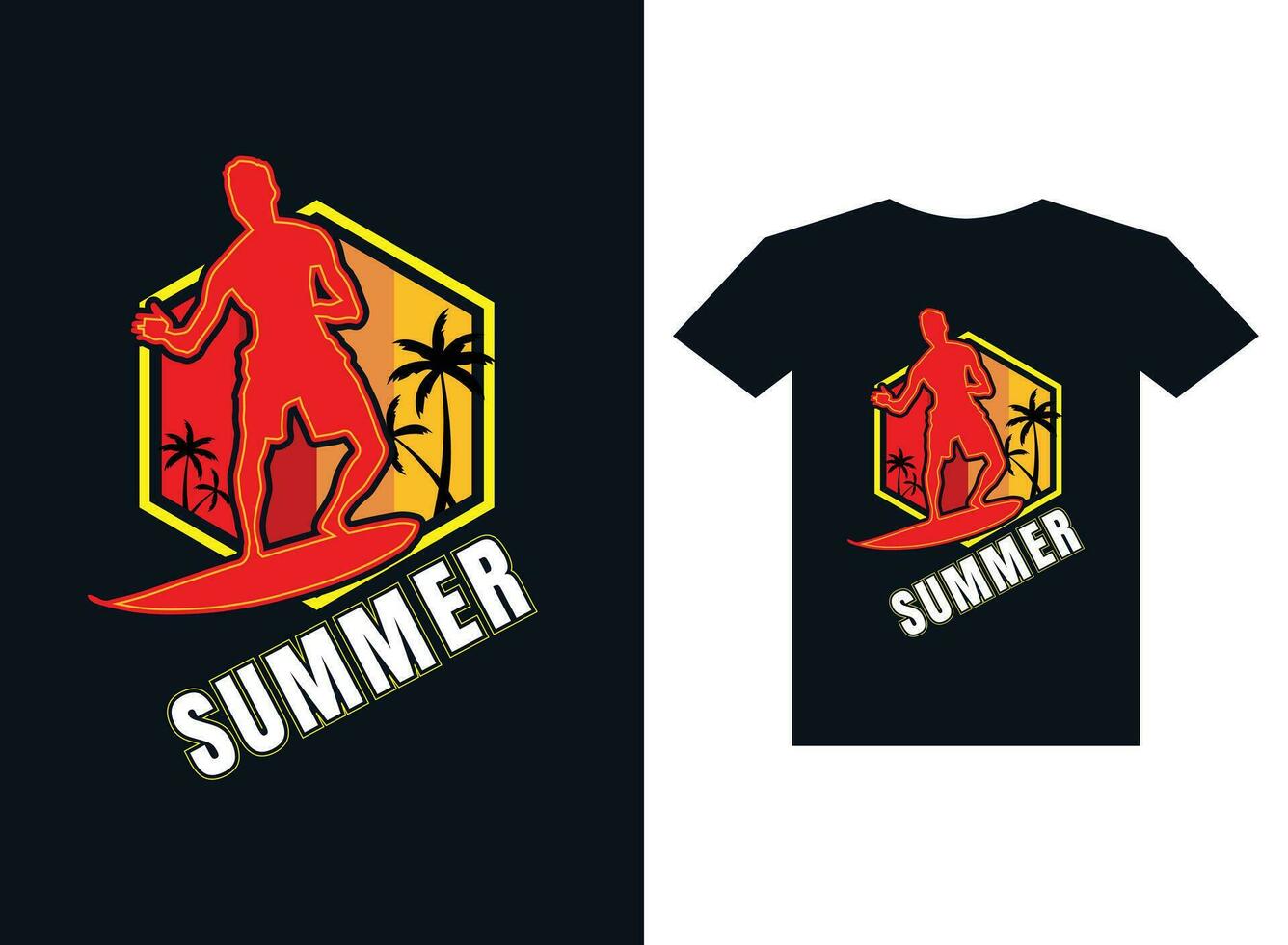 Summer sunset tshirt design template vector