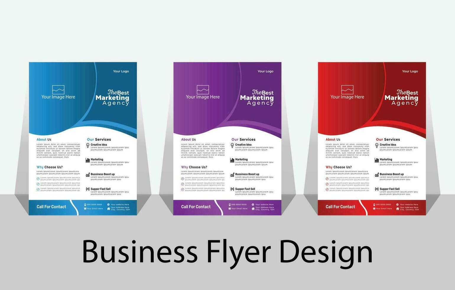 Business Marketing Flyer Set Digital Marketing Agency Flyer, Business brochure flyer design template. Vector illustration, corporate Business Flyer Template Design, blue, red