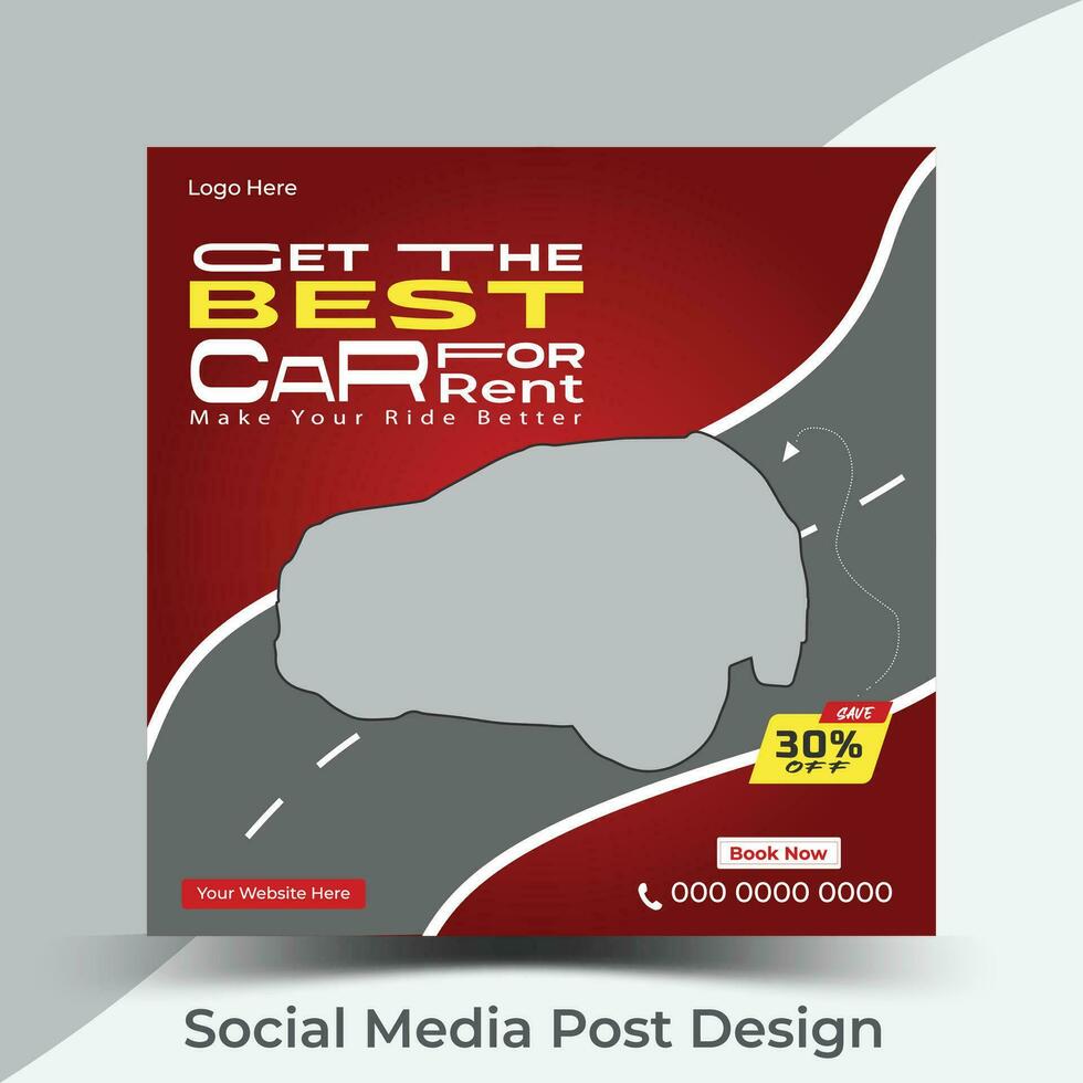 Rent a car banner for social media post template, Black Friday car rent post design.  social media post banner template. Car sale, Rent a car banner for social media post. vector