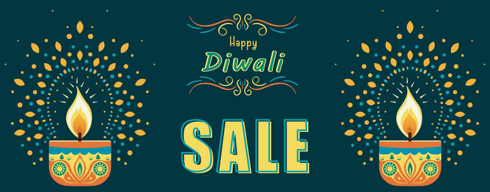 Happy Diwali colorful background banner for advertisement, vector illustration of Happy Diwali Hindu festival modern design, greeting card, special offer and sale, flat design