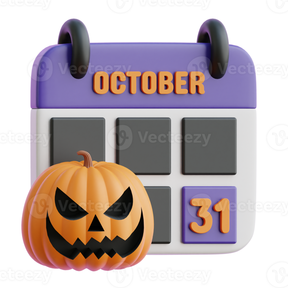 Halloween Calendar 3d Icon Illustrations png