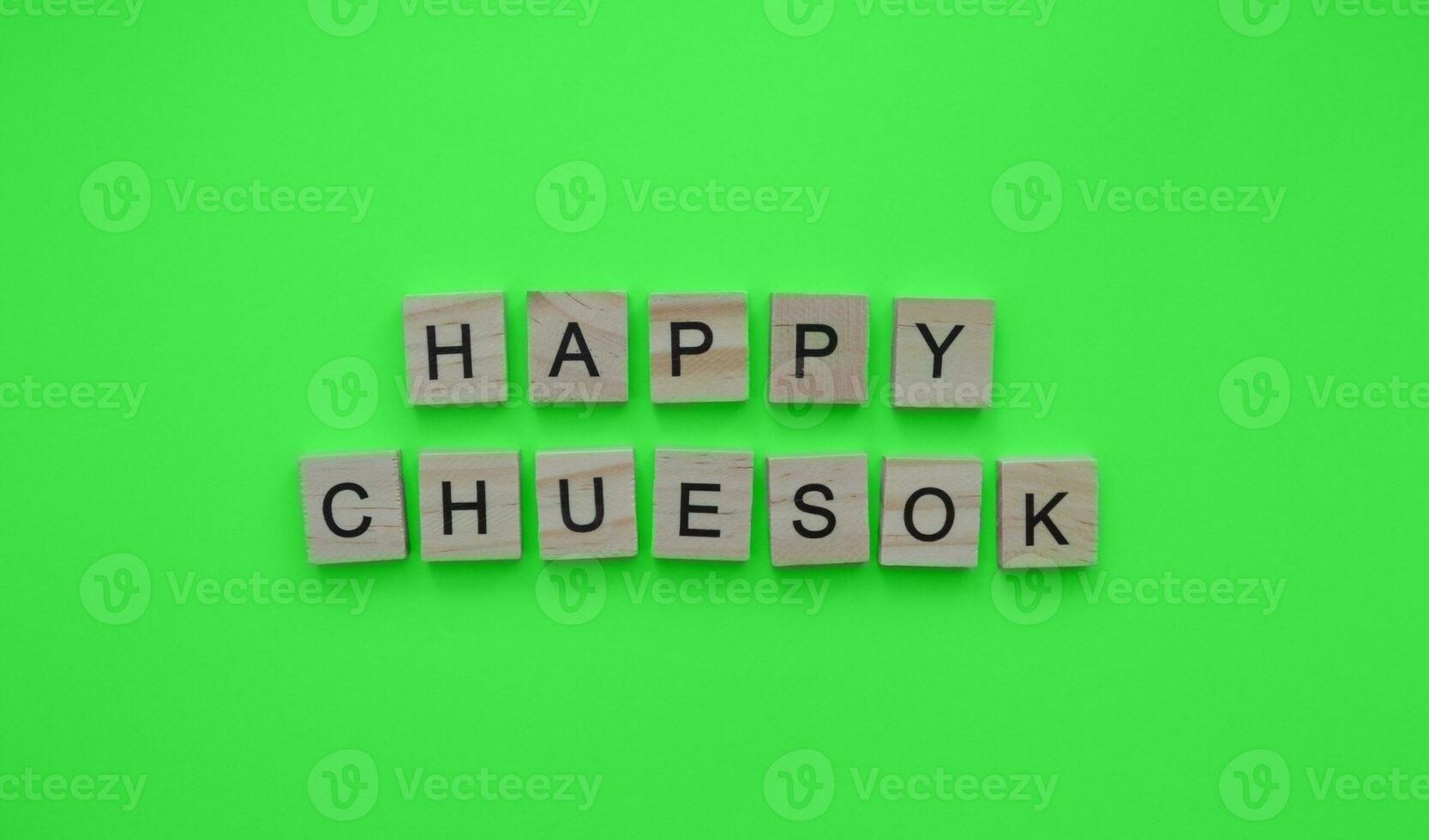 September 28 - 30, happy Chuseok, a minimalistic banner with an inscription in wooden letters photo