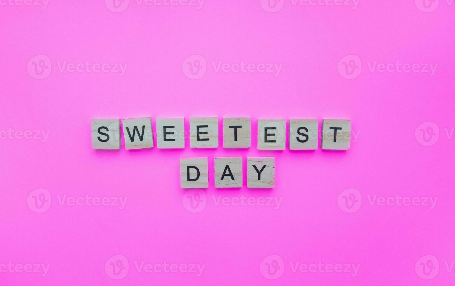 October 21, Sweetest Day, minimalistic banner with the inscription in wooden letters photo