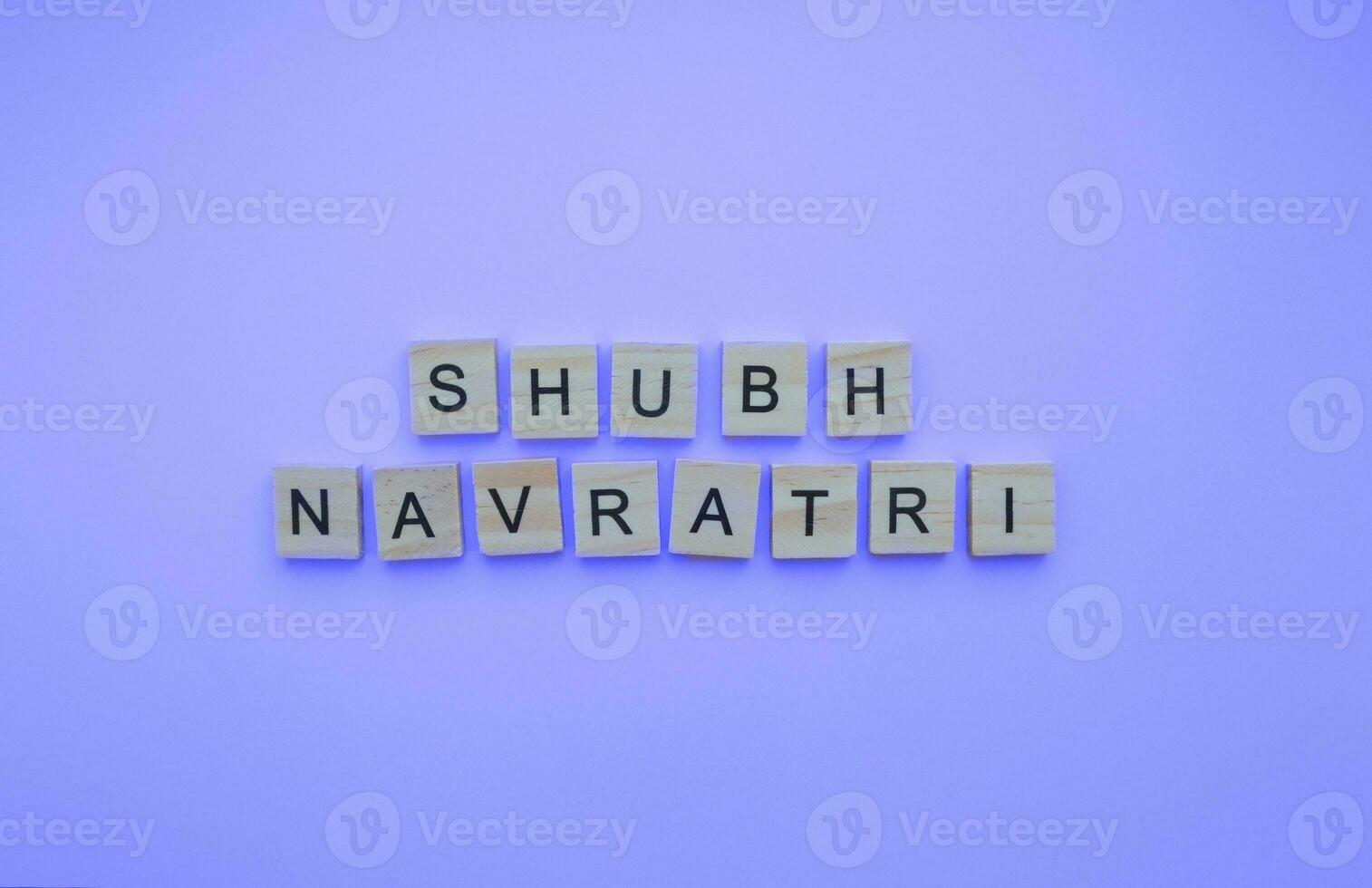 October 15-24, shubh Navratri, a minimalistic banner with an inscription in wooden letters photo