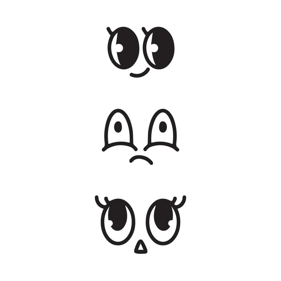 conjunto de dibujos animados ojo dibujado a mano para elemento, facial expresión, cara vector