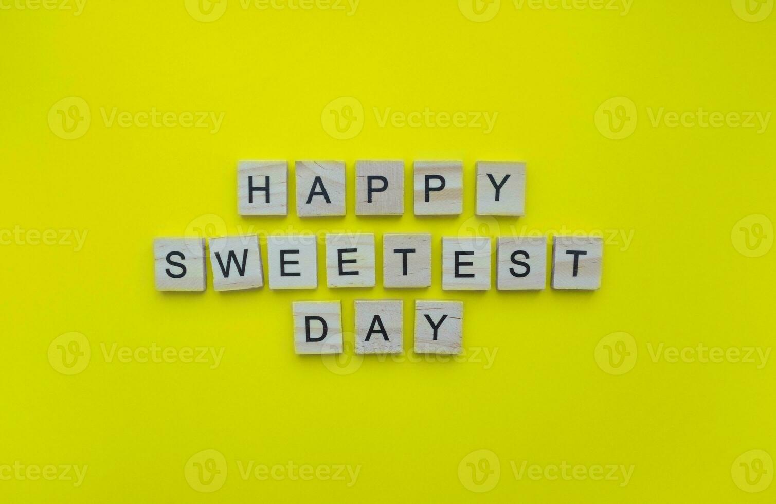 October 21, happy Sweetest Day, minimalistic banner with the inscription in wooden letters photo