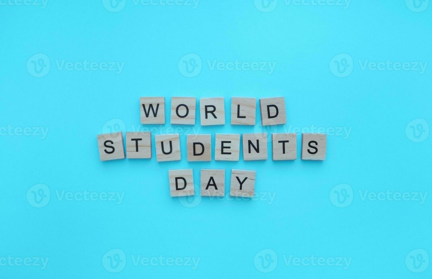 November 17, International Students Day, minimalistic banner with the inscription in wooden letters photo