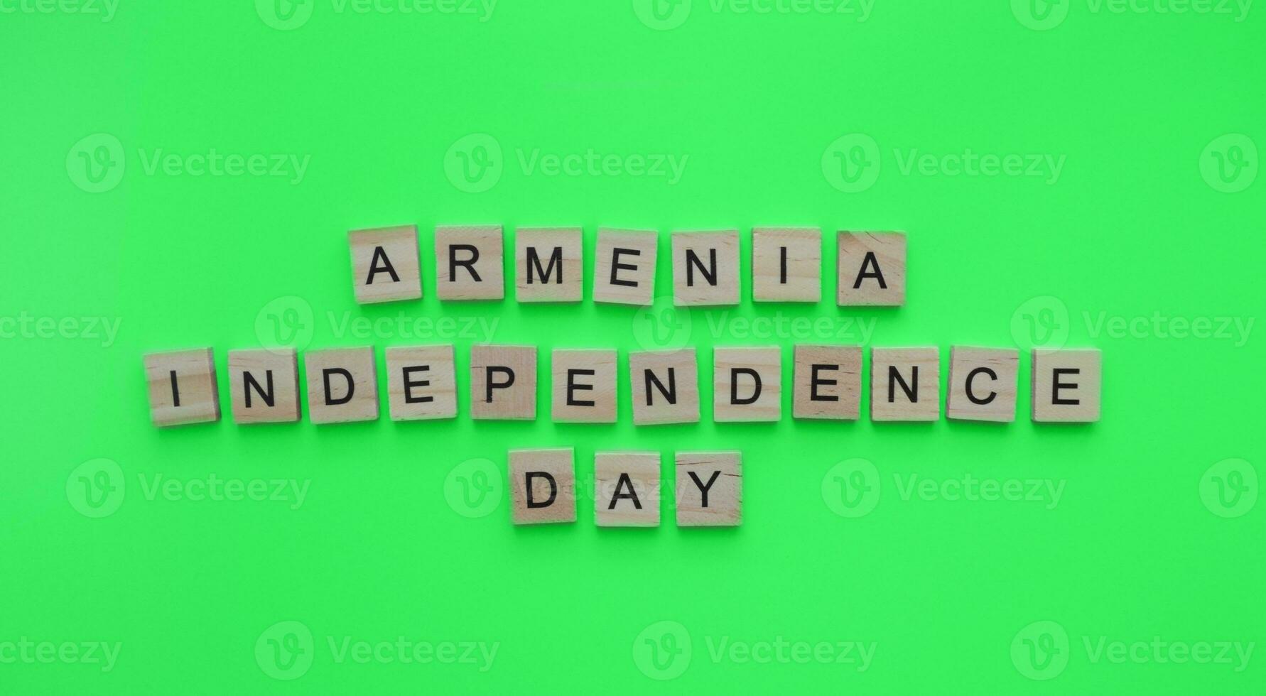 September 21, Armenia Independence Day, minimalistic banner with wooden letters photo