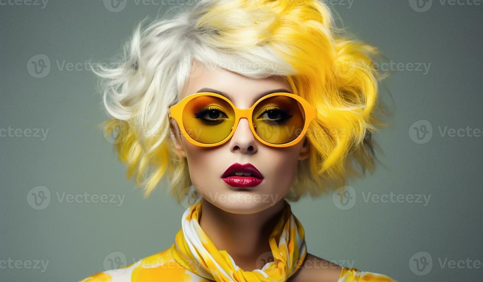 Woman with unusual and surprising appearance. Modern and innovative style. AI generated photo