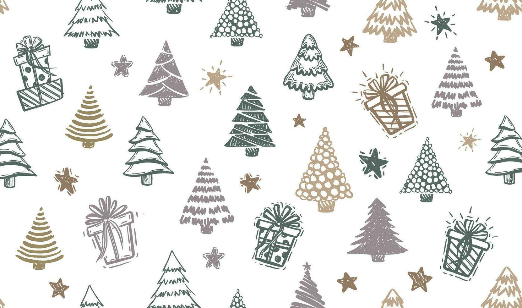 Christmas tree, New Year set, hand drawn illustrations. Vector. vector