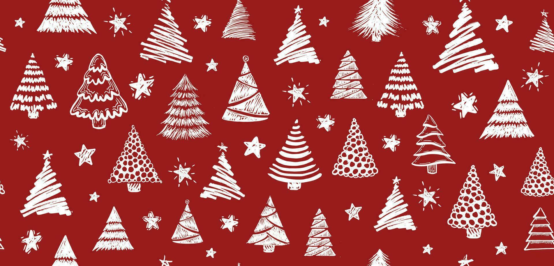 Christmas tree, New Year set, hand drawn illustrations. Vector
