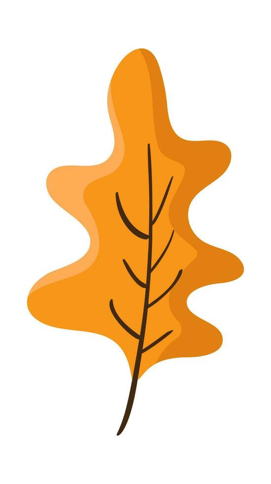 Orange autumn oak leaf isolated on white background. Simple cartoon flat style vector. Hand drawn fall element for design greeting card. Thanksgiving Day vector