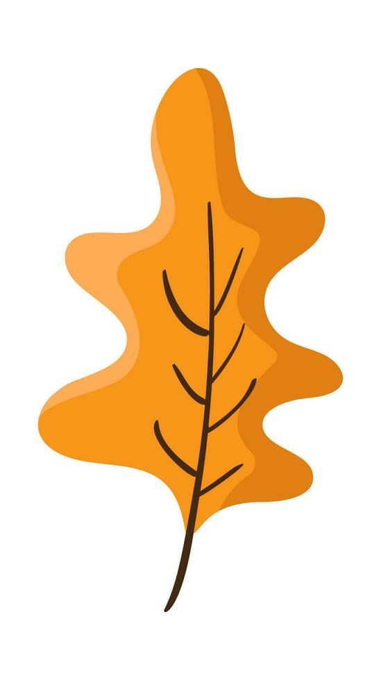 naranja otoño roble hoja aislado en blanco antecedentes. sencillo dibujos animados plano estilo vector. mano dibujado otoño elemento para diseño saludo tarjeta. acción de gracias día vector