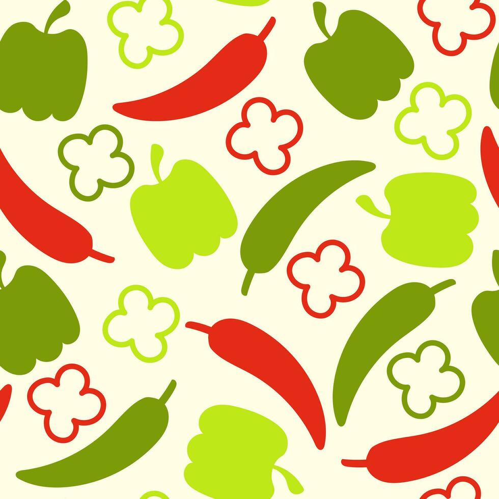 Pepper colorful food seamless pattern vector