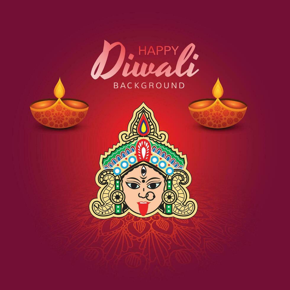 vector glittering religious diwali festival beautiful lamps background