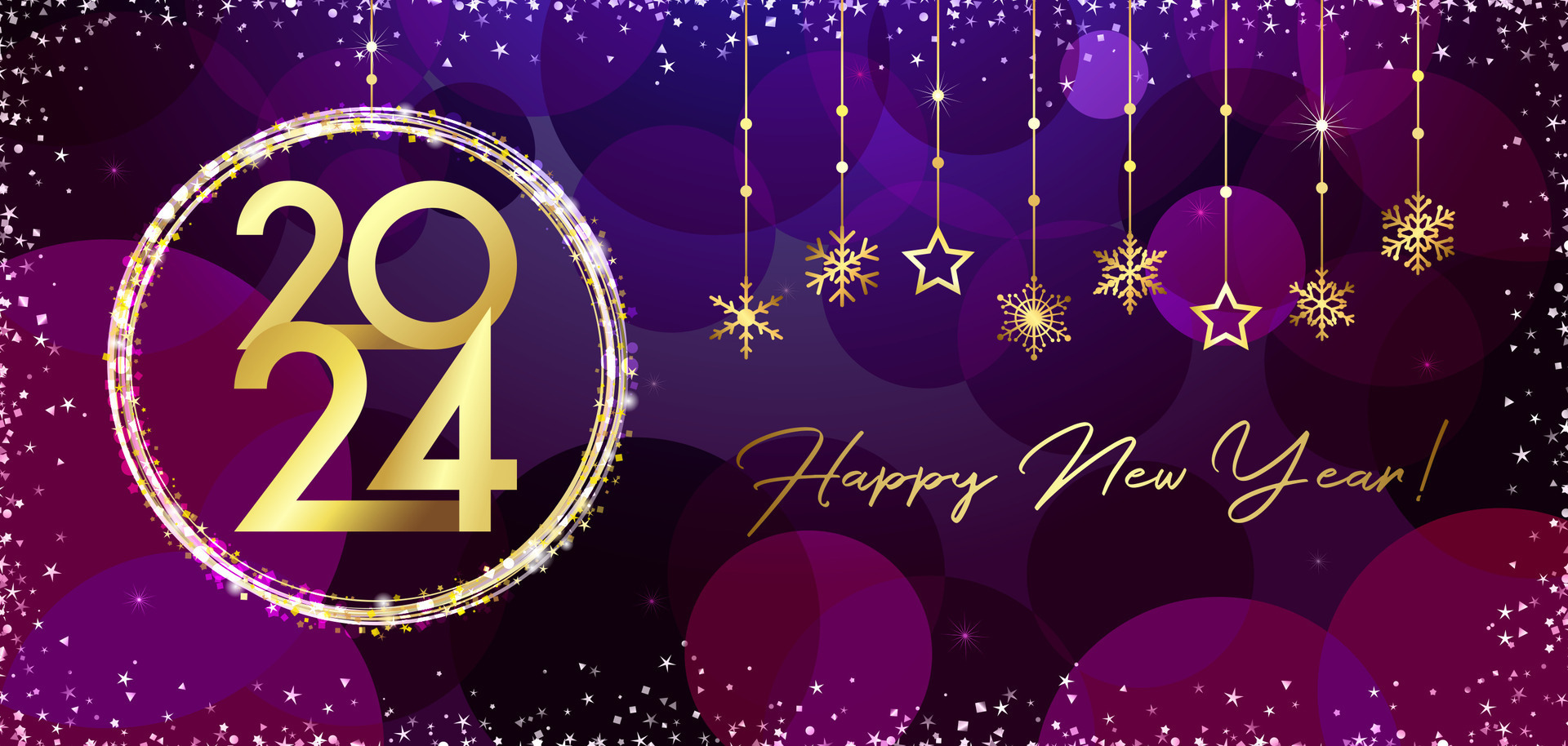Horizontal greeting card A Happy New Year 2025. Christmas ball with
