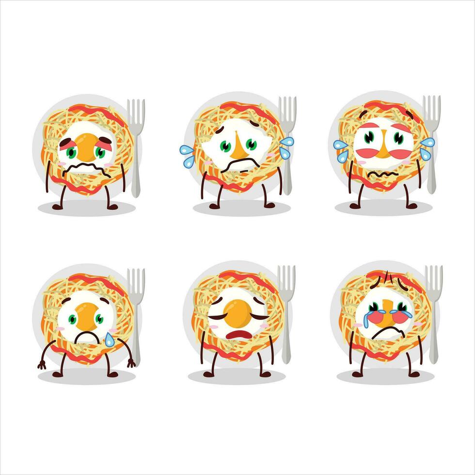 Noodles cartoon in character with sad expression vector