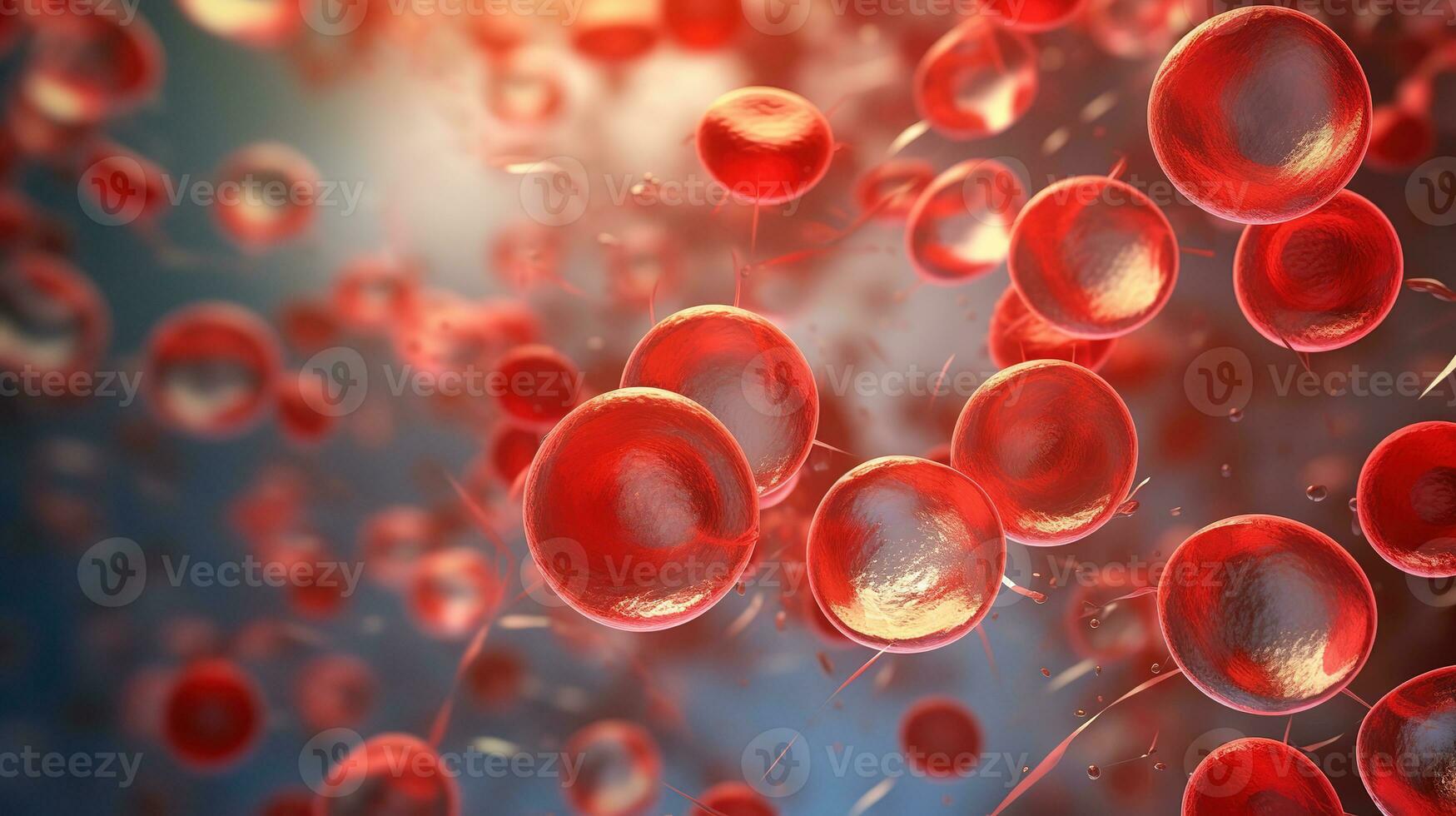 Red blood cells inside an artery, vein. AI Generative photo