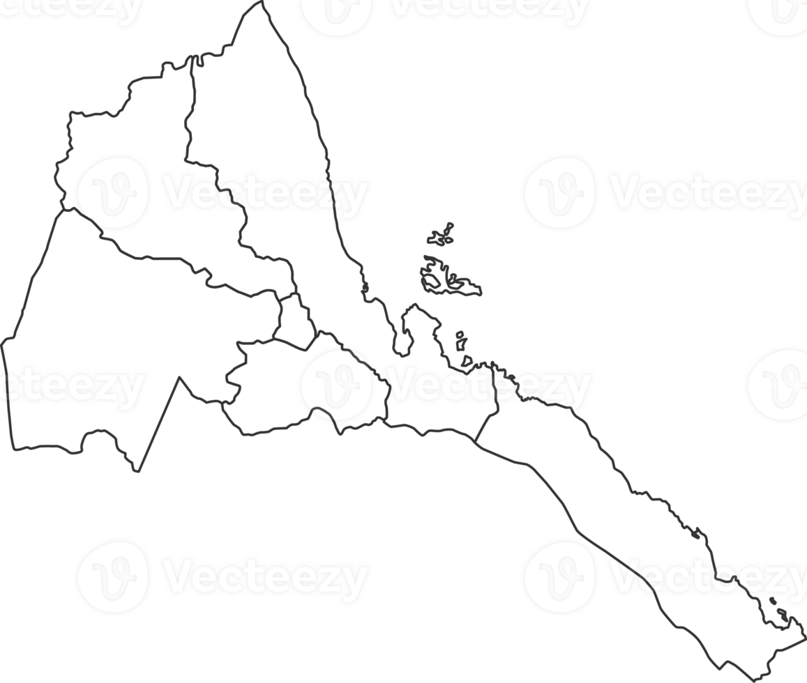 carte de Érythrée avec détaillé pays carte, ligne carte. png