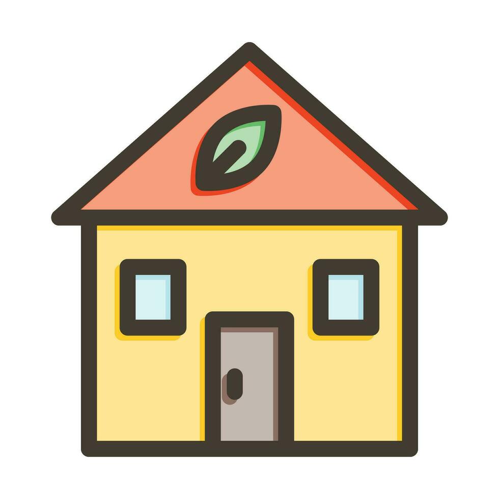 verde casa vector grueso línea lleno colores icono para personal y comercial usar.