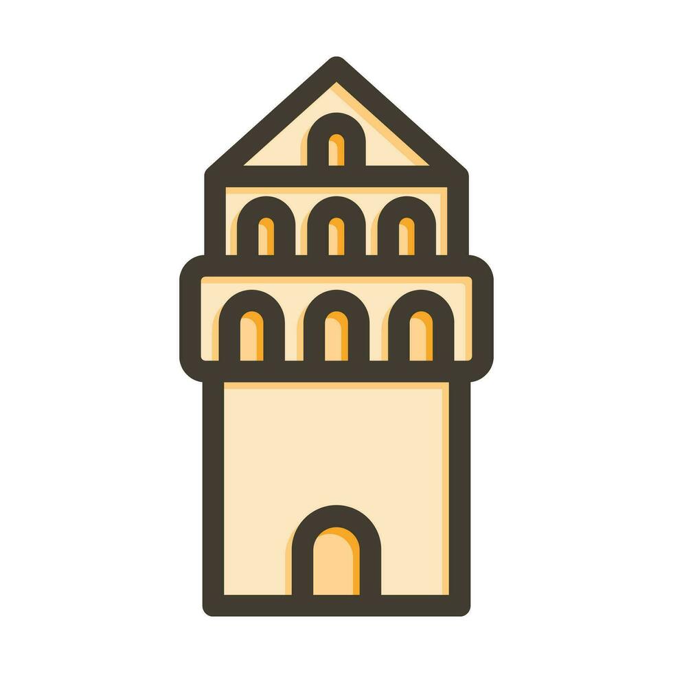 Galata Tower Vector Thick Line Filled Colors Icon For Personal And Commercial Use.