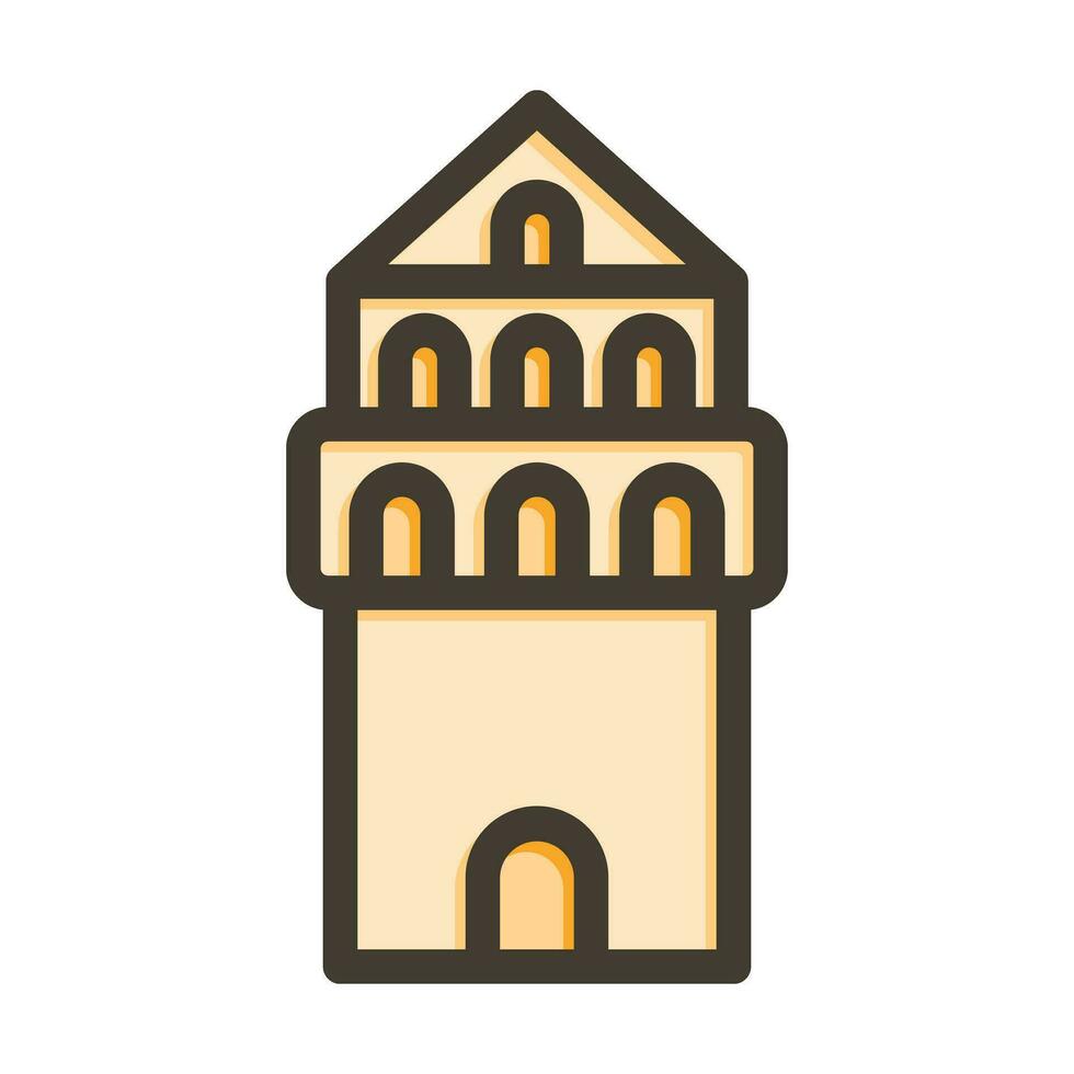 galata torre vector grueso línea lleno colores icono para personal y comercial usar.