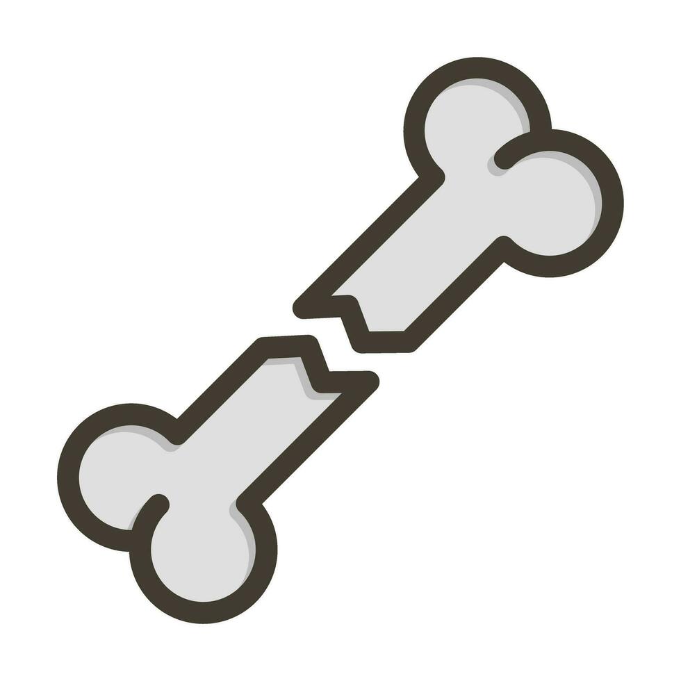 Broken Bone Vector Thick Line Filled Colors Icon For Personal And Commercial Use.