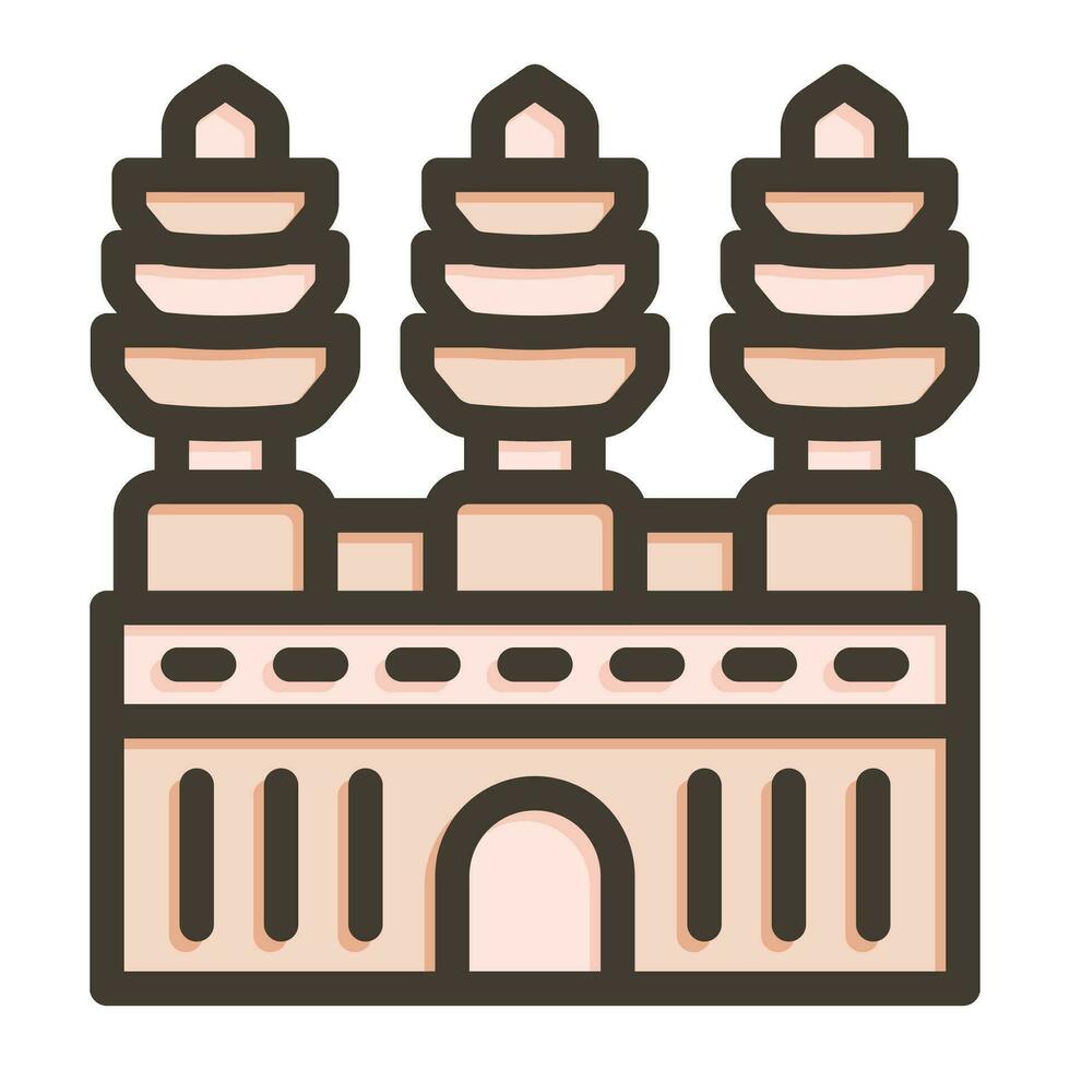 Angkor Wat Vector Thick Line Filled Colors Icon For Personal And Commercial Use.