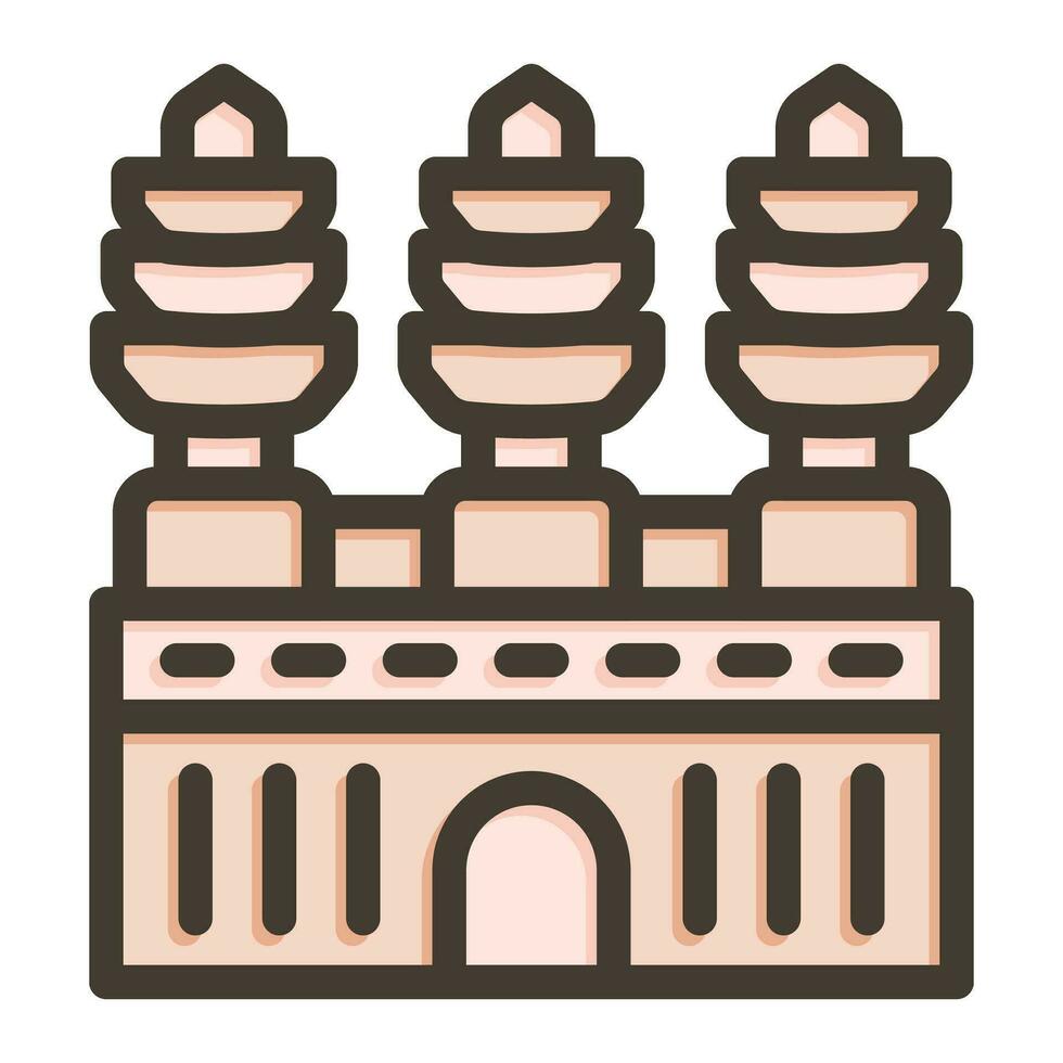 angkor wat vector grueso línea lleno colores icono para personal y comercial usar.