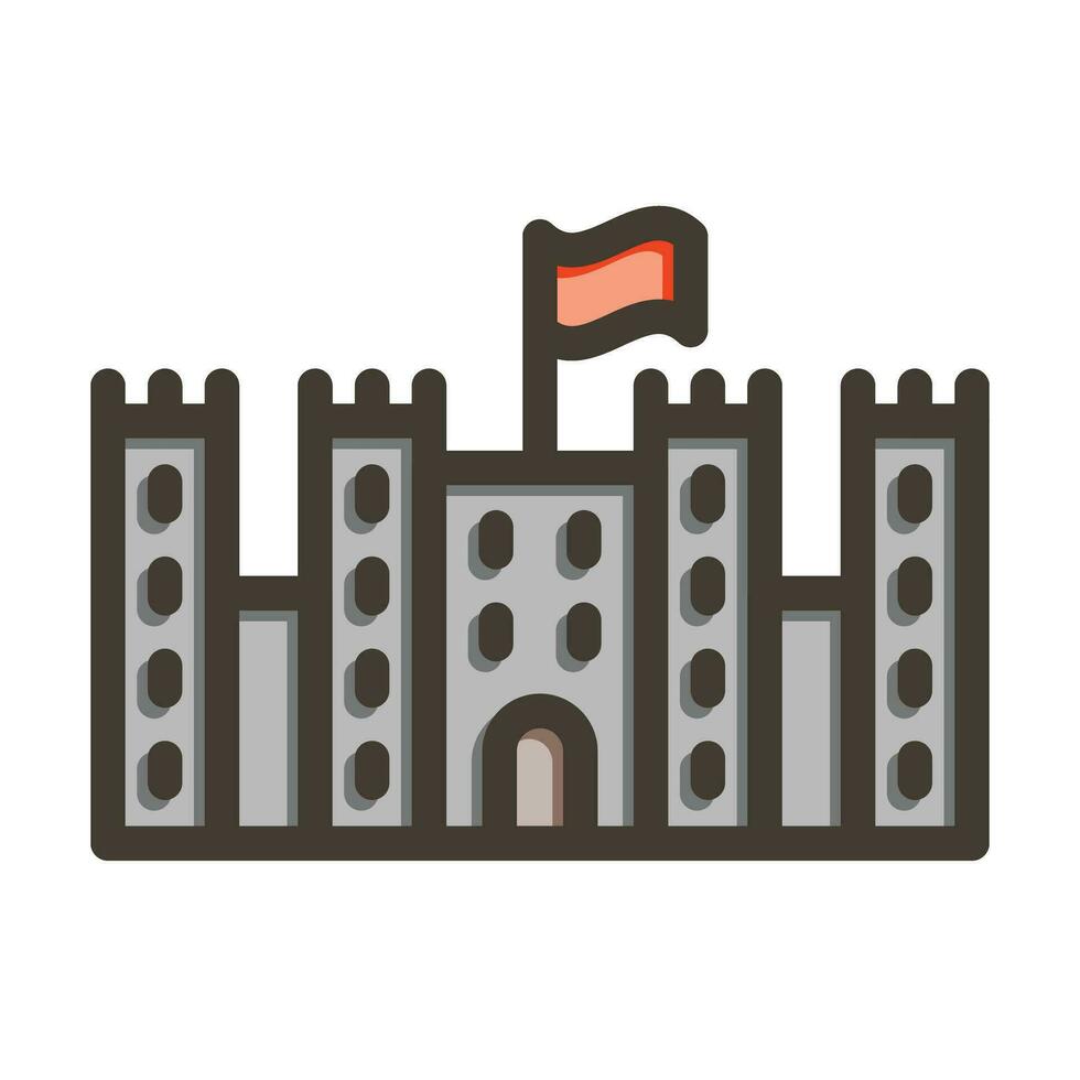 Medieval Wall Vector Thick Line Filled Colors Icon For Personal And Commercial Use.