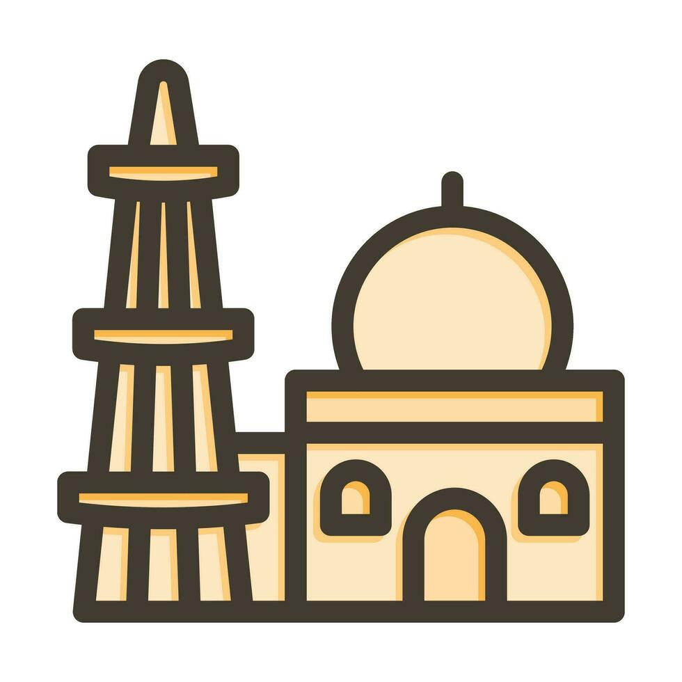 Qutub Minar Vector Thick Line Filled Colors Icon For Personal And Commercial Use.