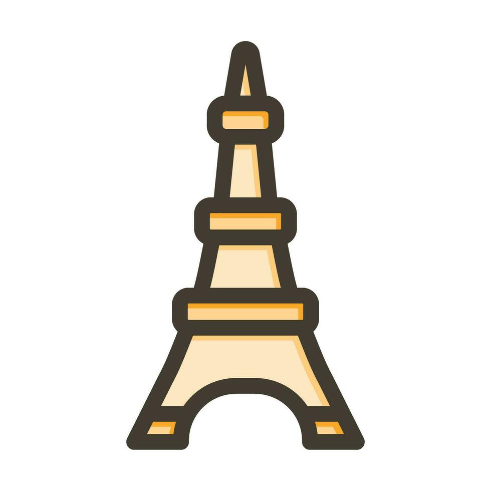 Eiffel Tower Vector Thick Line Filled Colors Icon For Personal And Commercial Use.