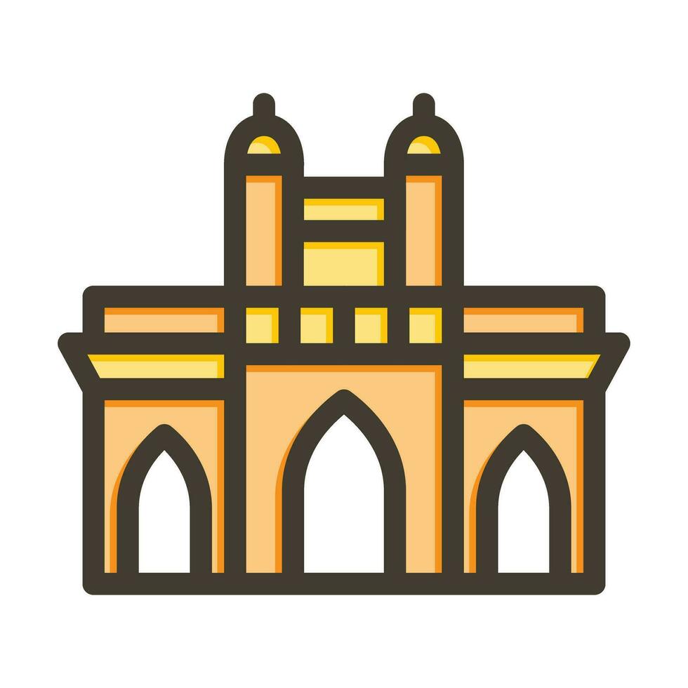 Mumbai Vector Thick Line Filled Colors Icon For Personal And Commercial Use.