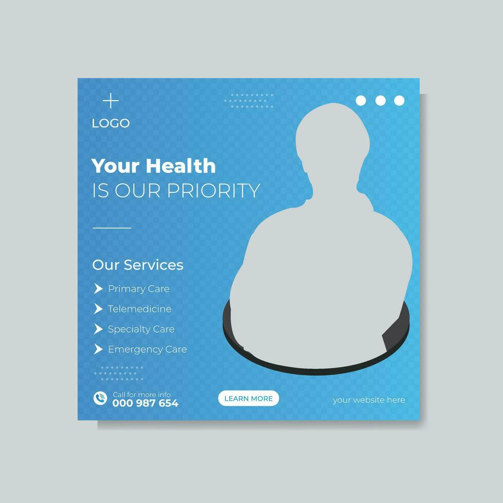 Healthcare social media post design vector