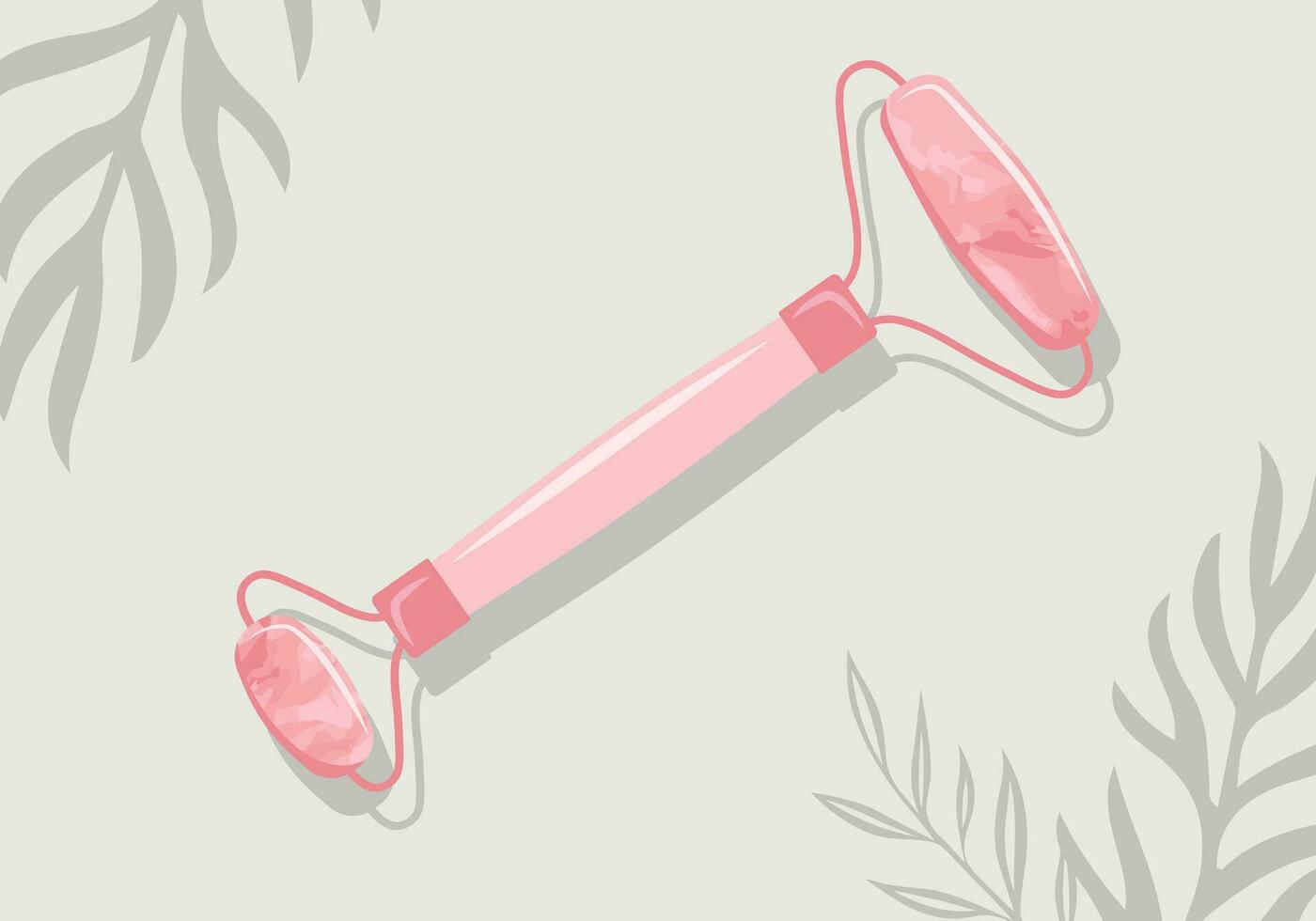 Vector Realistic Gua Sha rose quartz Massage roller. Natural Stone Scraper. Anti-aging facial lifting. Chinese Traditional Facial Lifting. Beauty product for cosmetology, blog, web, design and spa
