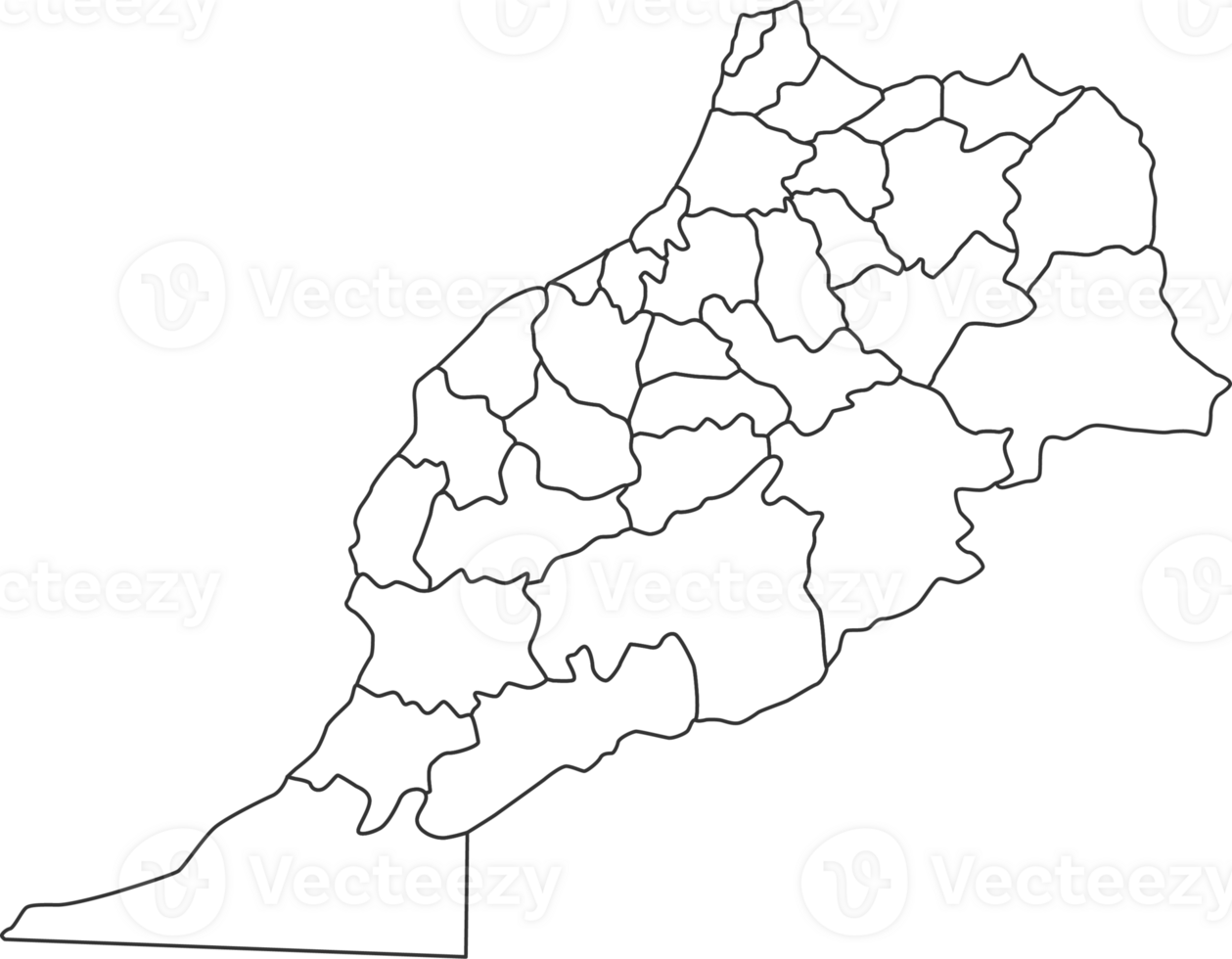 carte de Maroc avec détaillé pays carte, ligne carte. png
