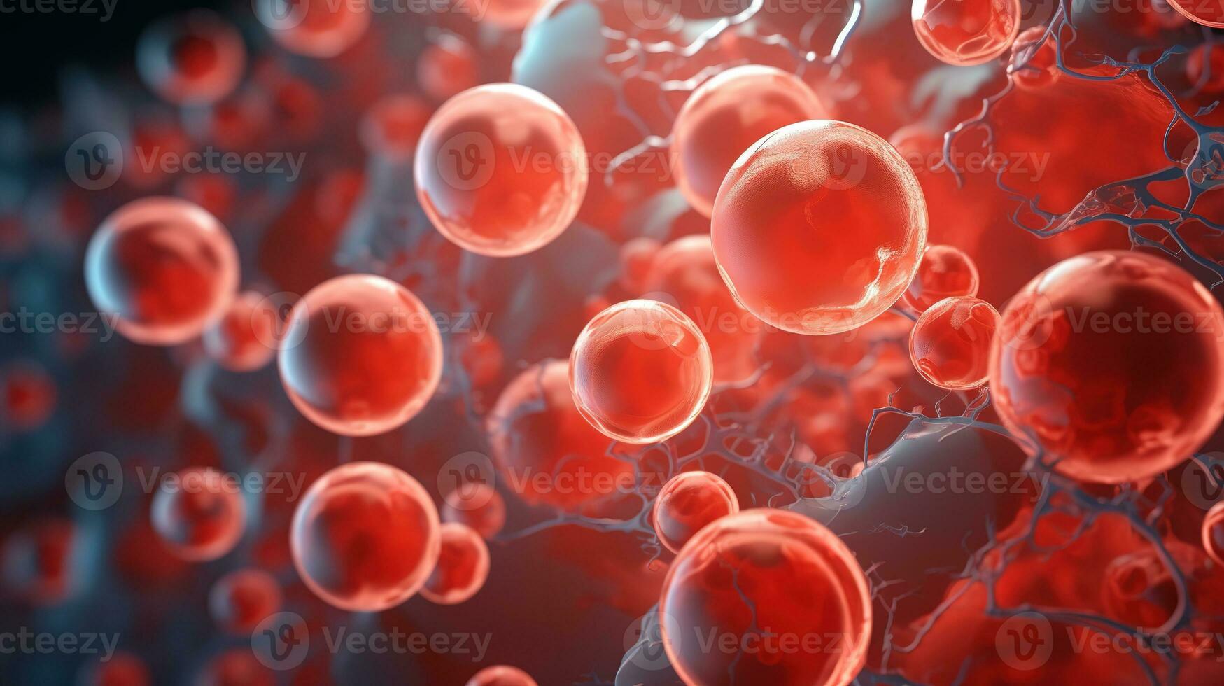 rojo sangre células dentro un artería, vena. ai generativo foto