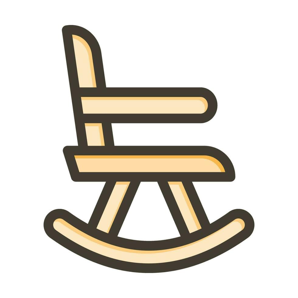 Rocking Chair Vector Thick Line Filled Colors Icon For Personal And Commercial Use.