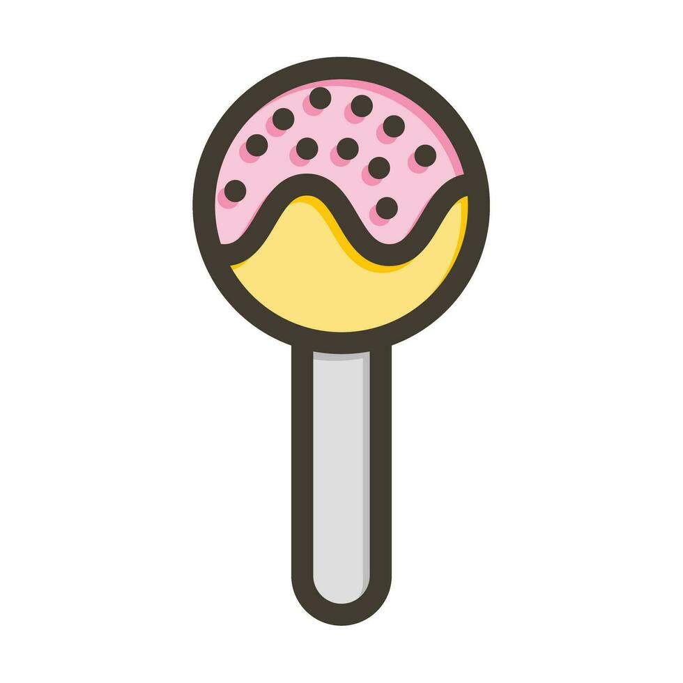 Cake Pop Vector Thick Line Filled Colors Icon For Personal And Commercial Use.