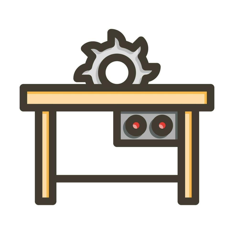 Table Saw Vector Thick Line Filled Colors Icon For Personal And Commercial Use.