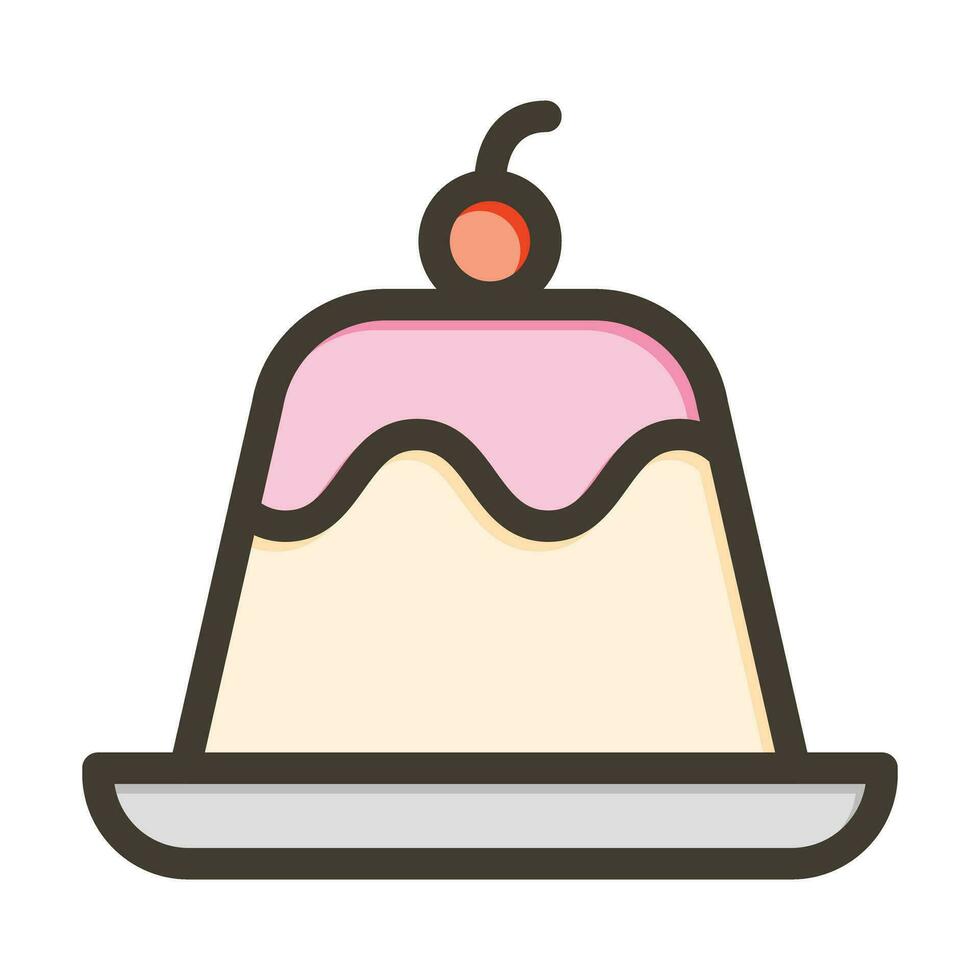 Panna Cotta Vector Thick Line Filled Colors Icon For Personal And Commercial Use.