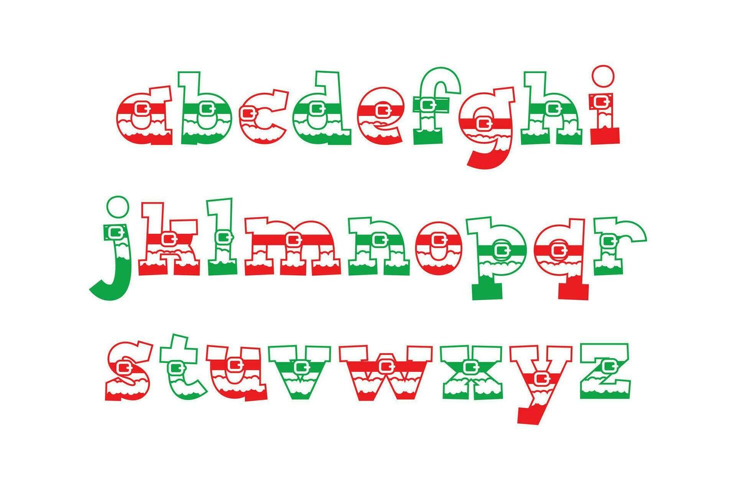 versátil colección de Papa Noel claus alfabeto letras para varios usos vector